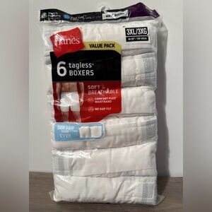 Hanes Men’s Tagless Soft Breathable Boxers White Woven No Gap Fly 3XL NEW!!!